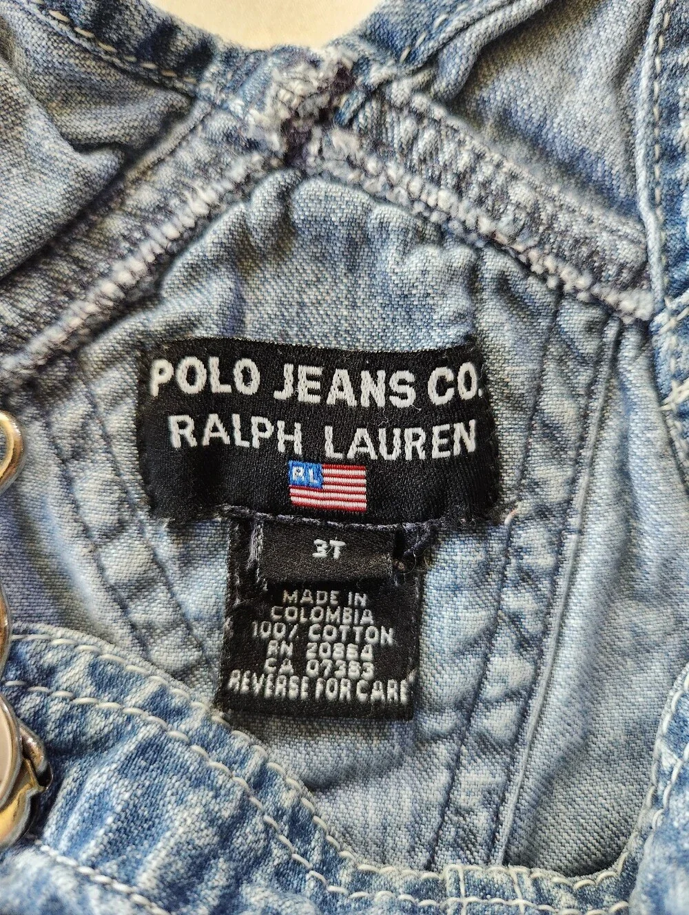 Vintage Kids Polo Ralph Lauren Denim Overalls Dress Sz 3T